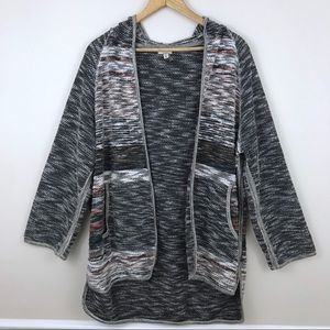 UO ecote Rainboow Stitched Hooded Cardigan